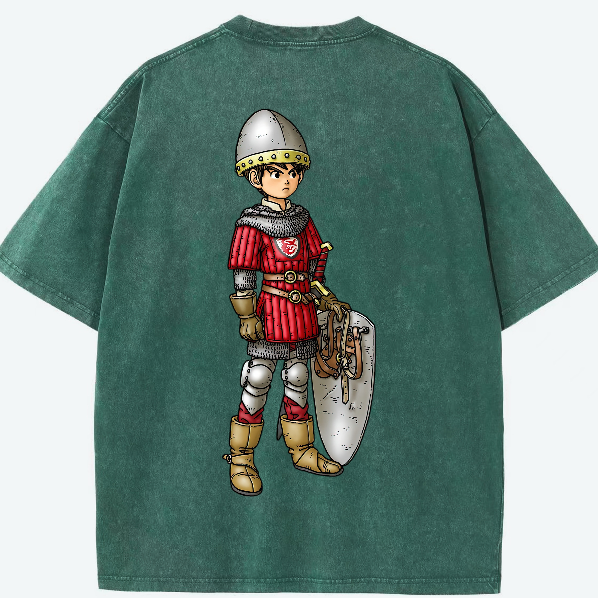 （画像用） ドラゴンクエスト Doragon Kuesuto Dragon Quest 綿100% ヴィンテージ風 半袖Tシャツ（背面プリント）